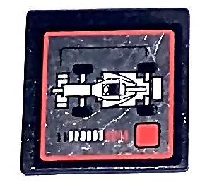 LEGO Noir Roadsign Clip-sur 2 x 2 Carré avec Véhicule Control Monitor Autocollant avec clip 'O' ouvert (15210)