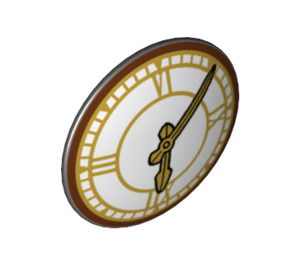 LEGO Black Round Shield with Curved Face with Clock Face with Roman Numerals (34407 / 75902)