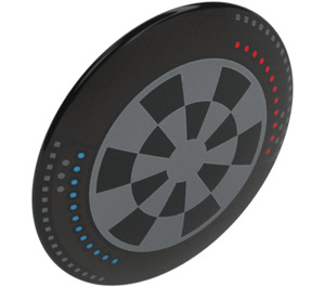 LEGO Black Round Shield with Curved Face with Dart Board 'Dejarik Hologame Board' (23957 / 75902)