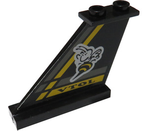 LEGO Black Rudder 1 x 3 x 4 with 'VTOL' and Bee Sticker (2340)