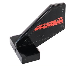 LEGO Black Rudder 2 x 3 x 2 with Damaged Red Stripe Sticker (44661)