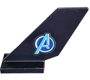 LEGO Negro Timón 2 x 4 x 6 con Avengers logo en Izquierda Lado Pegatina (6239)