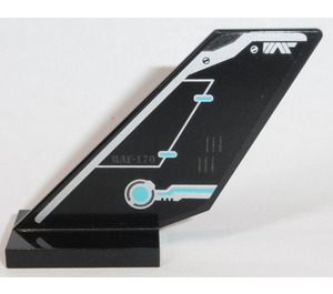 LEGO Black Rudder 2 x 4 x 6 with 'RAF-170' and Silver and Medium Azure Pattern (Left) Sticker (6239)