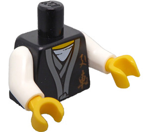 LEGO Nero Sensei Wu - Nero Robes con Gold Chinese Lettering Busto (76382 / 88585)