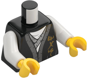 LEGO Black Sensei Wu with Black Kimono with Short Sash Minifig Torso (973 / 76382)