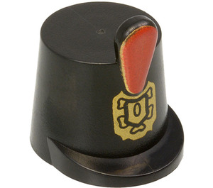 LEGO Sort Shako Hat med Rød Plume og Golden Ornamental Badge (2545 / 84625)