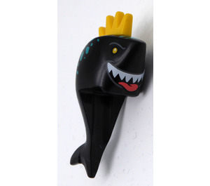 LEGO Black Shark Head with Fin with Yellow Spiked Hair