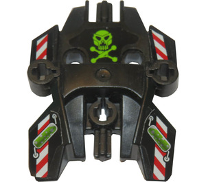 LEGO Black Shell 5 x 7 x 2 with Axle with Red and White Stripes, Green Skull Sticker from Set 7156 (87820)