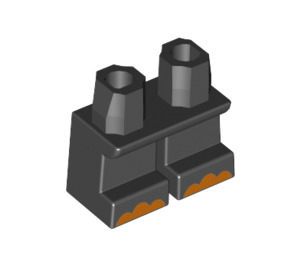 LEGO Schwarz Kurz Beine mit Orange toes (28644 / 41879)