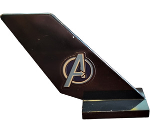 LEGO Black Shuttle Tail 2 x 6 x 4 with Avengers Logo on Right Side Sticker (6239)
