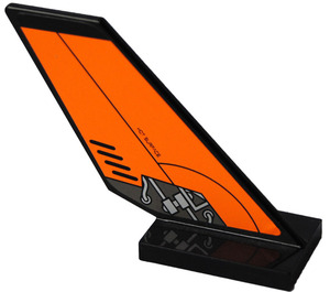 LEGO Black Shuttle Tail 2 x 6 x 4 with 'HOT SURFACE' and Orange Sticker (6239)
