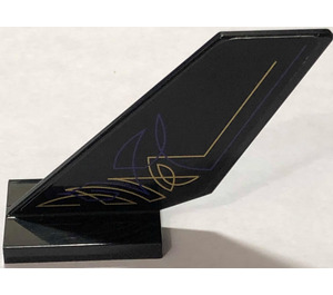 LEGO Black Shuttle Tail 2 x 6 x 4 with Purple and Gold Geometric Lines Pattern on Left Side Sticker (6239)