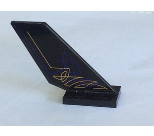 LEGO Black Shuttle Tail 2 x 6 x 4 with Purple and Gold Lines Sticker (6239)