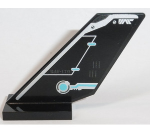LEGO Black Shuttle Tail 2 x 6 x 4 with 'RAF-170' and Silver and Medium Azure Pattern (Left) Sticker (6239)