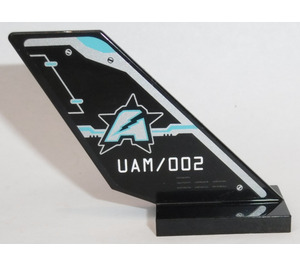 LEGO Black Shuttle Tail 2 x 6 x 4 with 'UAM/002' and Ultra Agents Logo (Both Sides) Sticker (6239)