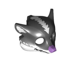 LEGO Black Skunk / Fox Mask with White Fur and Lavender Nose (13546 / 14296)