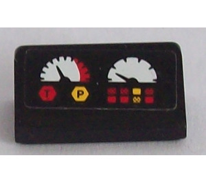 LEGO Black Slope 1 x 2 (31°) with 2 Gauges and Buttons Sticker (85984)