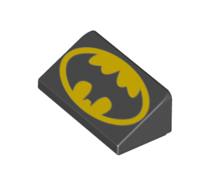 LEGO Sort Skråning 1 x 2 (31°) med Batman logo med hoved til tynd ende (26093 / 85984)