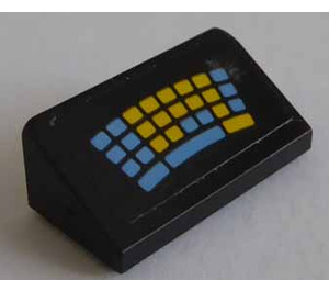 LEGO Zwart Helling 1 x 2 (31°) met Blauw en Geel Keyboard Sticker (85984)