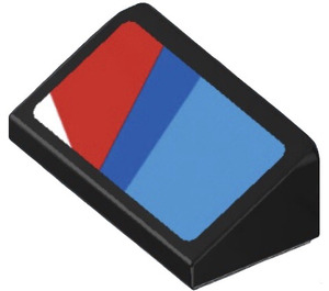 LEGO Noir Pente 1 x 2 (31°) avec Bleu, rouge et blanc Shapes Autocollant (85984)