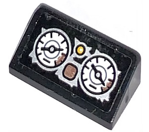 LEGO Noir Pente 1 x 2 (31°) avec Control Instruments Autocollant (85984)