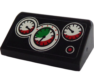 LEGO Black Slope 1 x 2 (31°) with gauges and dials Sticker (85984)
