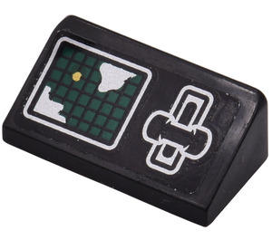 LEGO Noir Pente 1 x 2 (31°) avec Map & Levier Autocollant (85984)