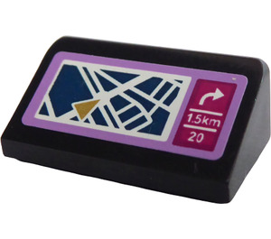 LEGO Black Slope 1 x 2 (31°) with Navigation System Sticker (85984)