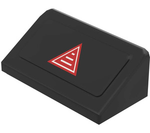 LEGO Black Slope 1 x 2 (31°) with Red Triangle Sticker (85984)