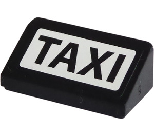 LEGO Zwart Helling 1 x 2 (31°) met "TAXI" Sticker (85984)