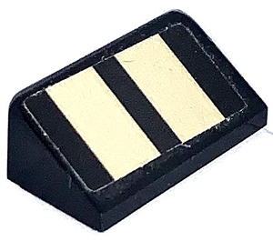 LEGO Black Slope 1 x 2 (31°) with Two golden stripes Sticker (85984)