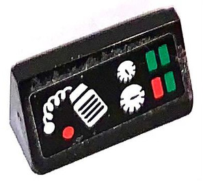 LEGO Black Slope 1 x 2 (31°) with VHS-Radio Set Sticker (85984)