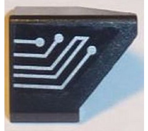 LEGO Zwart Helling 1 x 2 (45°) Dubbele / Omgekeerd met Zilver Circuit Bord Sticker met open onderzijde (3049)