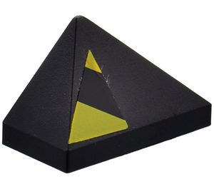 LEGO Black Slope 1 x 2 (45°) Triple with Yellow and Black Danger (Left) Sticker with Inside Bar (3048)