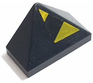 LEGO Black Slope 1 x 2 (45°) Triple with Yellow and Black Danger (Right) Sticker with Inside Bar (3048)