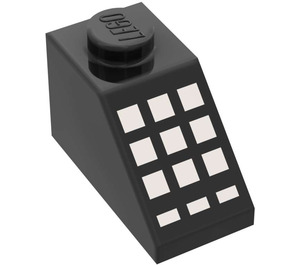 LEGO Black Slope 1 x 2 (45°) with 9 + 3 White Buttons (3040 / 80361)