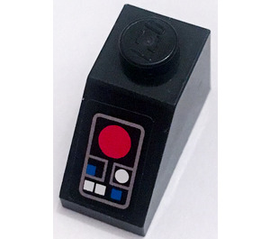 LEGO Zwart Helling 1 x 2 (45°) met Buttons Sticker (3040)
