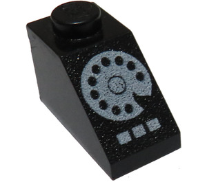 LEGO Černá Sklon 1 x 2 (45°) s Bílá Rotary Phone (3040)