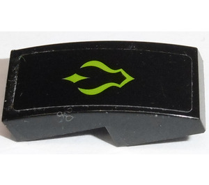 LEGO Black Slope 1 x 2 Curved with Lime Curved Lines Sticker (11477)