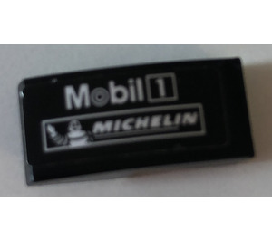 LEGO Black Slope 1 x 2 Curved with Mobil 1 and Michelin Logo (Model Left) Sticker (3593)