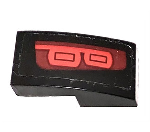 LEGO Black Slope 1 x 2 Curved with Red Back Lights Right Side Sticker (11477)
