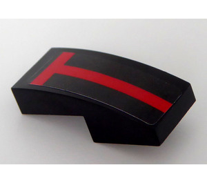 LEGO Black Slope 1 x 2 Curved with Red 'T' Sticker (11477)