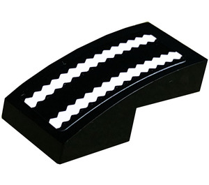 LEGO Black Slope 1 x 2 Curved with White Zigzag Lines Sticker (11477)