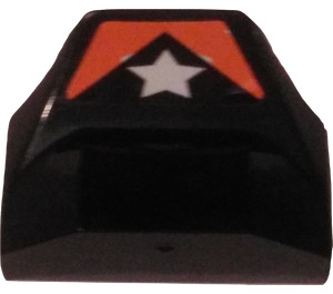 LEGO Black Slope 1 x 2 x 0.7 Curved with Fin with Star and Stripes Sticker (47458)