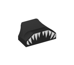 LEGO Black Slope 1 x 2 x 0.7 Curved with Fin with Teeth (47458 / 77000)