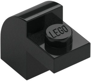 LEGO Zwart Helling 1 x 2 x 1.3 Gebogen met Plaat (6091 / 32807)