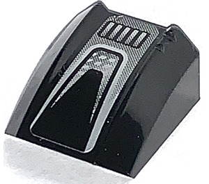 LEGO Black Slope 1 x 2 x 2 Curved with Black and Silver Lines Sticker (30602)