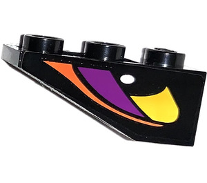 LEGO Black Slope 1 x 3 (25°) Inverted with Green, Yellow, Red and Purple Pattern Both Sides Sticker (4287)