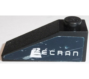 LEGO Black Slope 1 x 3 (25°) with 'E2 ÉCRAN' (Left) Sticker (4286)