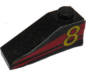 LEGO Black Slope 1 x 3 (25°) with Yellow '8' and Red Stripes (Left) Sticker (4286)